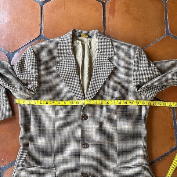 Brooks Brothers Blazer Men 42L Beige Houndstooth Wool Three Button Sport Coat - Picture 8 of 9